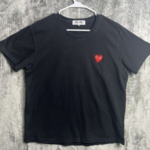 PLAY COMME Des GARCONS Shirt 3XL Black Red Heart Streetwear Short Sleeve